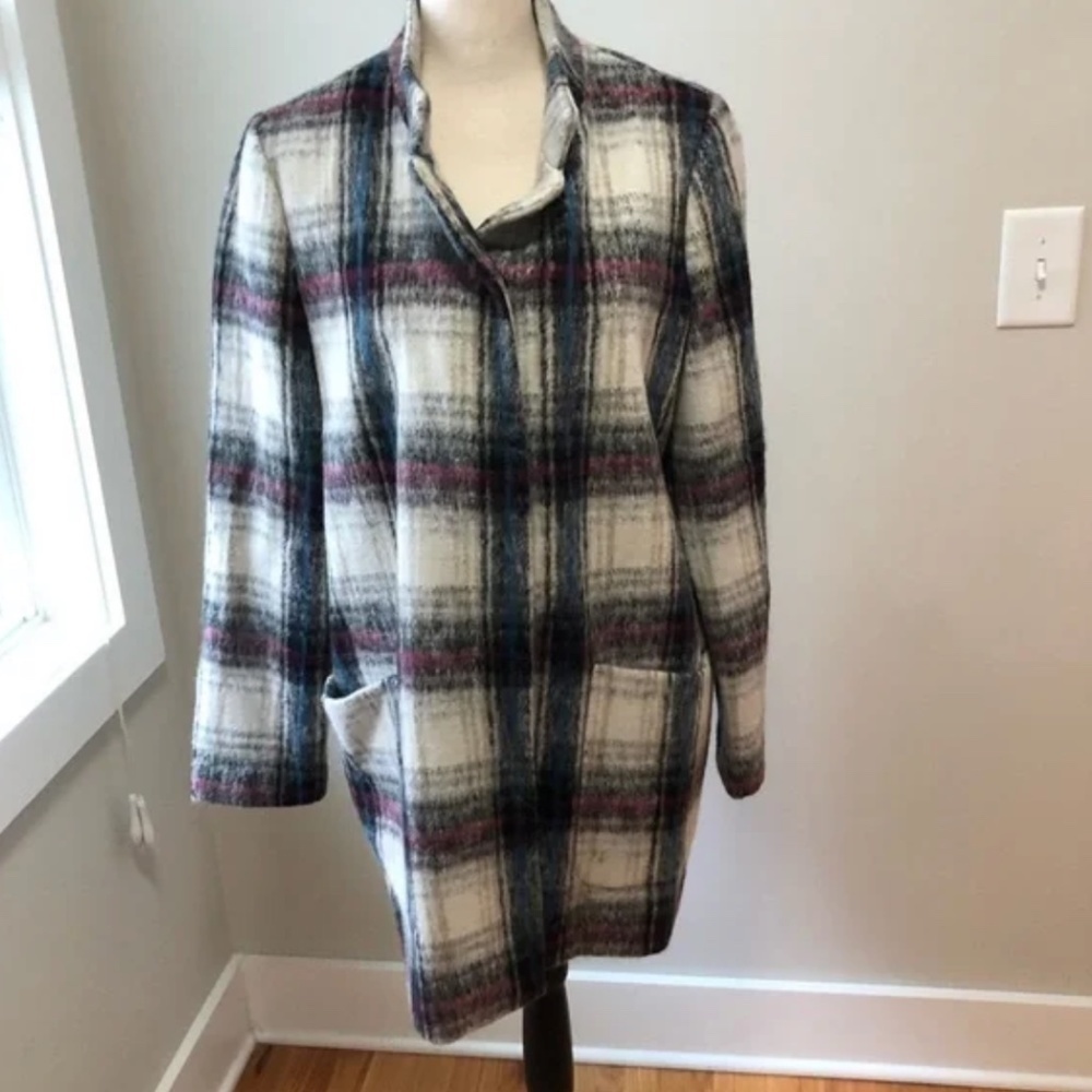 Kenneth Cole Jacket Shacket size Medium plaid teal - Picture 6 of 13